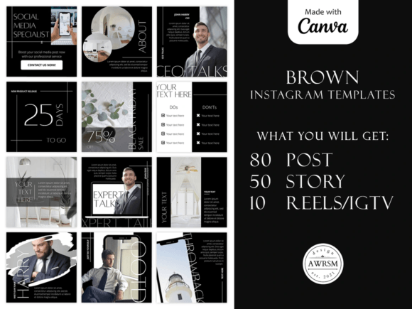 Dark Instagram Template KIT BUNDLE