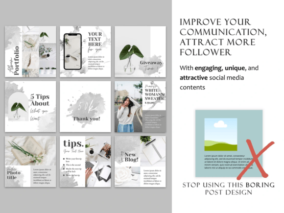 Silver Instagram Post Template Canva